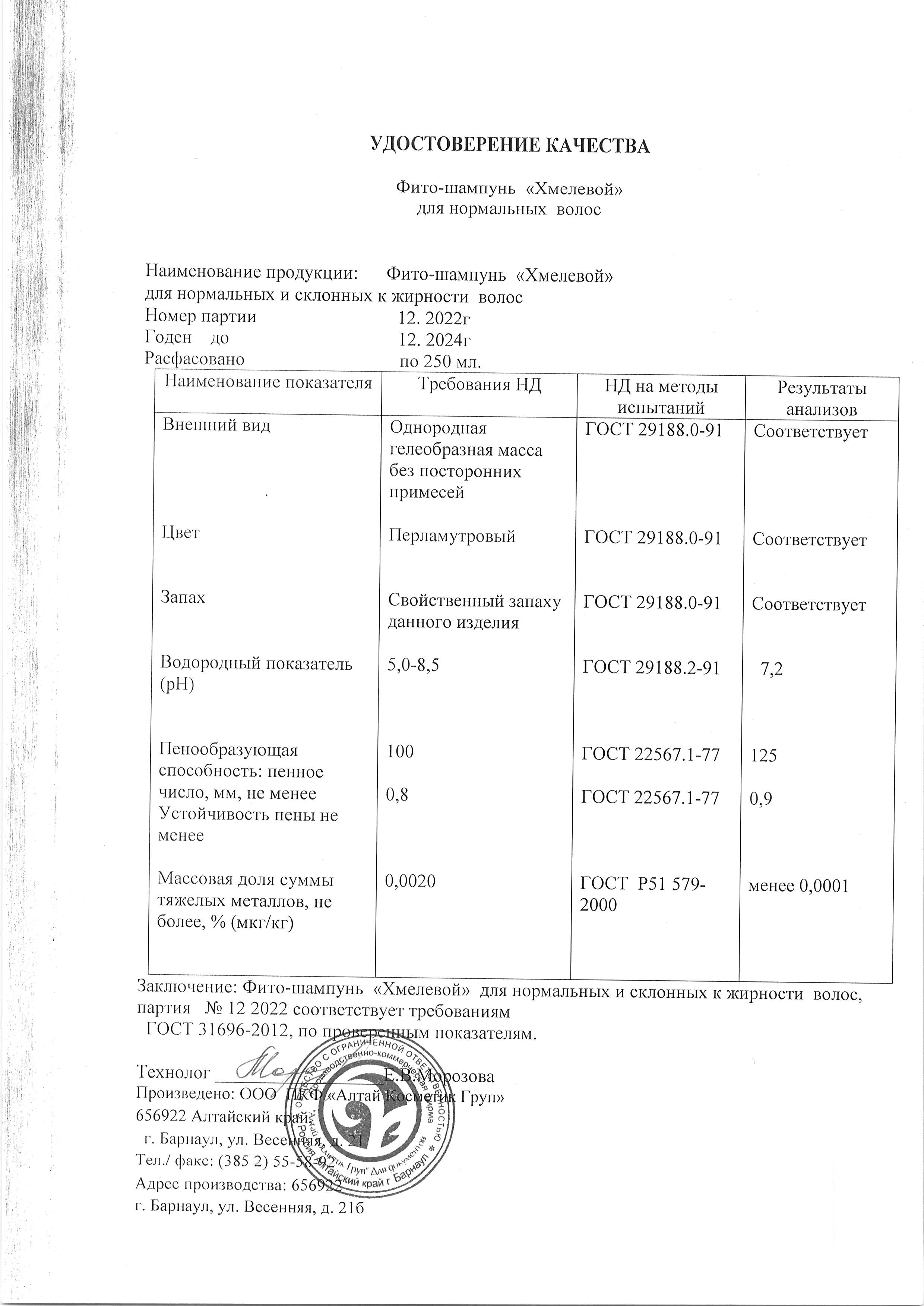 Паспорт №122022